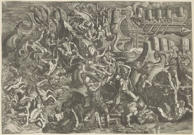 Sea Battle between the Trojans and the Greeks by Giovanni Battista Scultori