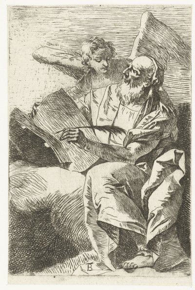 Evangelist Matthew with Angel by Giovanni Battista Tiepolo (attributed to)