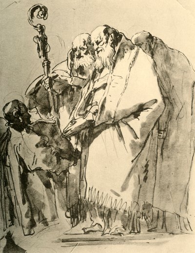 A Bishop, two other Priests and a Deacon with the Ritual by Giovanni Battista Tiepolo