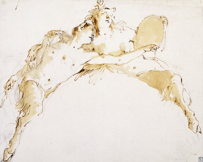 A Faun, his Left Arm Outstretched, and a Fauness holding a Tambour by Giovanni Battista Tiepolo
