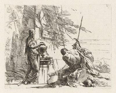 A Woman with Her Hands on a Vase, a Soldier, and a Slave, from Various Capriccios by Giovanni Battista Tiepolo