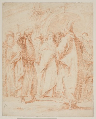 A Group of Men Gathered in Front of a Gate by Giovanni Battista Tiepolo