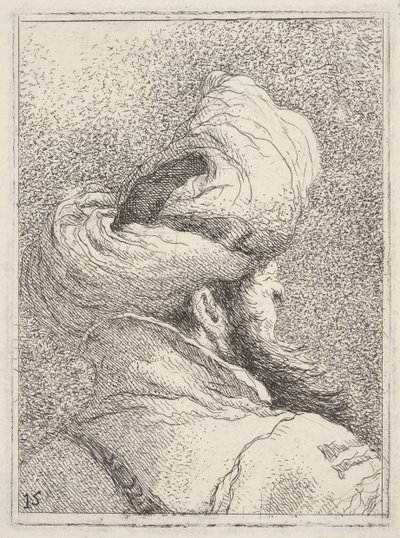 Bearded Man Wearing a Turban, Depicted in Bust Length from Behind in Three-Quarters View by Giovanni Battista Tiepolo
