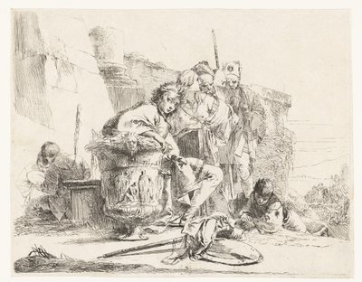Boy Sitting next to a Vase with some Other People by Giovanni Battista Tiepolo