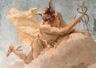 (detail) Mercury, from Mercury Exhorting Aeneas to Leave Carthage, from the Room of the Aeneid in the Palazzina, 1757 by Giovanni Battista Tiepolo