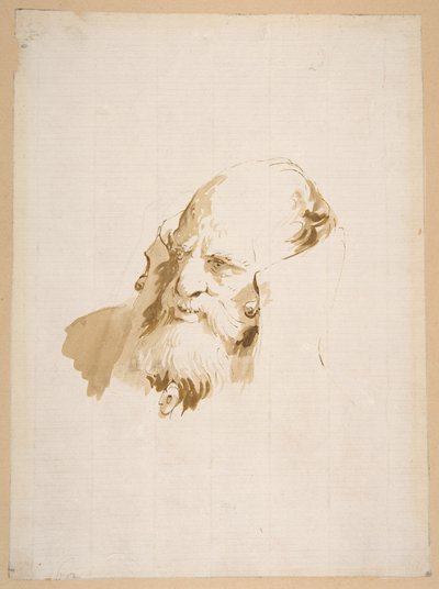 Head of a Man Wearing a High Collar by Giovanni Battista Tiepolo