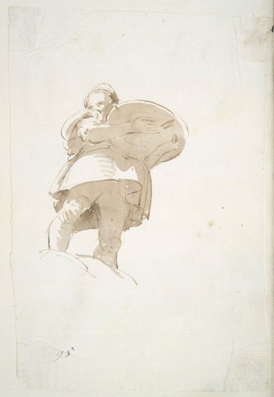 Male Figure Carrying a Tray, Seen from Below by Giovanni Battista Tiepolo
