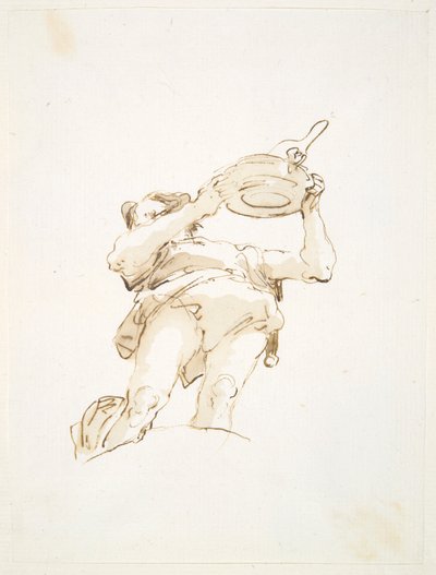 Male figure carrying a tray with fowl, seen from below by Giovanni Battista Tiepolo
