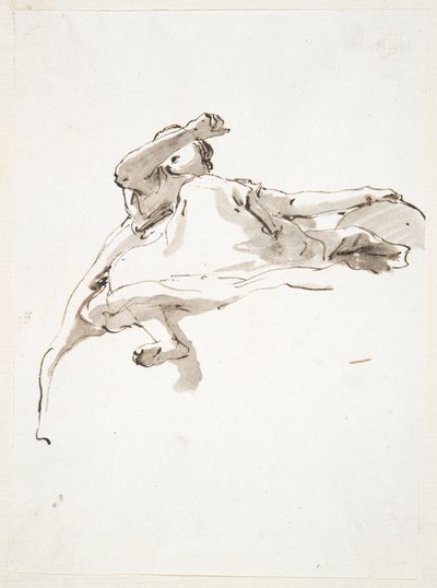 Reclining Female Figure, Left Hand Resting on Globe, Right Arm Raised in Front of Face, Seen from Below by Giovanni Battista Tiepolo