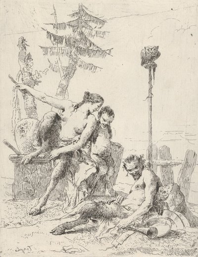 Satyr Family Pan and his Family, from the Scherzi by Giovanni Battista Tiepolo