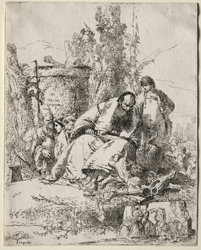 Scherzi di Fantasia: Seated Magician, Boy and Four Figures by Giovanni Battista Tiepolo
