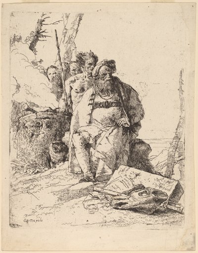 Seated Magician with Other Figures beside an Altar by Giovanni Battista Tiepolo