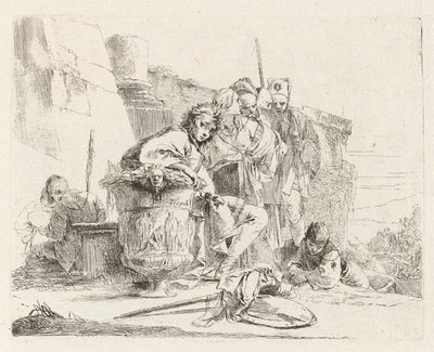 Seated Youth Leaning against an Urn, from Various Capriccios by Giovanni Battista Tiepolo