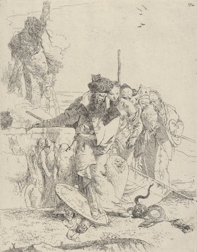 Six People Watching a Snake, from the Scherzi, ca. 1743-50 by Giovanni Battista Tiepolo