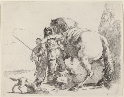 Soldier with Horse and Attendant by Giovanni Battista Tiepolo