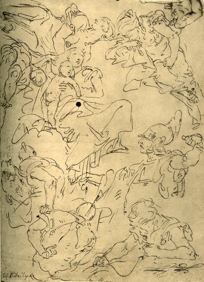 Studies for a Madonna with Child and Angels by Giovanni Battista Tiepolo