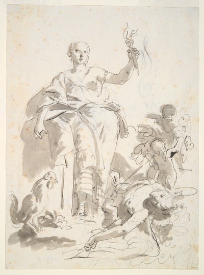 Study for the fresco Industry Triumphing over Idleness, at the Villa Lochi al Biron by Giovanni Battista Tiepolo