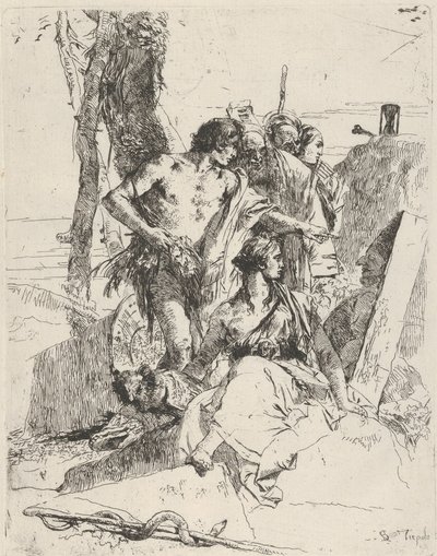The Discovery of the Tomb of Punchinello, from the Scherzi, ca. 1743-50 by Giovanni Battista Tiepolo