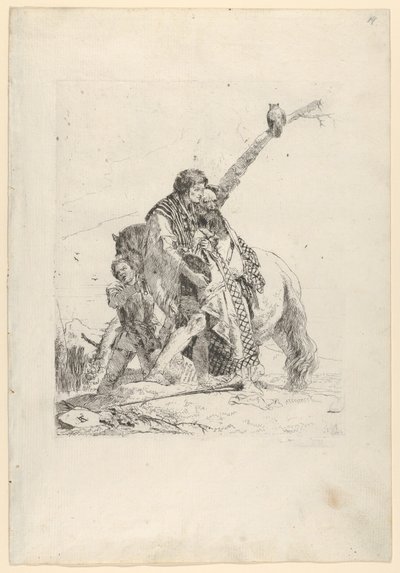 Three Men standing beside a Horse by Giovanni Battista Tiepolo