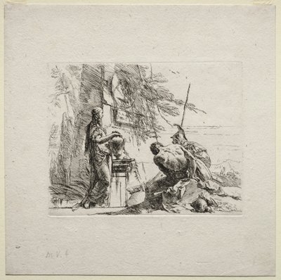 Various Caprices: The Woman Standing with Hands on a Vase by Giovanni Battista Tiepolo