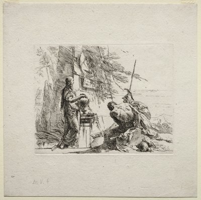 Various Caprices: The Woman Standing with Hands on a Vase, 1785 by Giovanni Battista Tiepolo