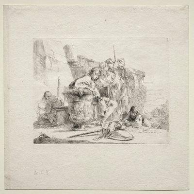 Various Caprices: The Young Man Seated, Leaning Against an Urn by Giovanni Battista Tiepolo