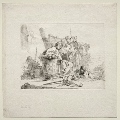 Various Caprices: The Young Man Seated, Leaning Against an Urn by Giovanni Battista Tiepolo