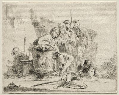 Various Caprices: Young Man Seated, Leaning Against an Urn by Giovanni Battista Tiepolo