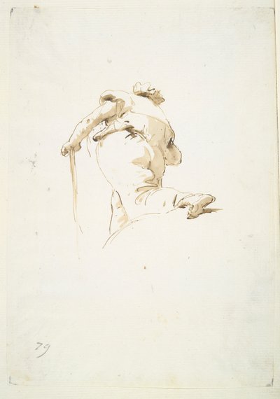 Walking Male Figure Seen Obliquely from Below by Giovanni Battista Tiepolo
