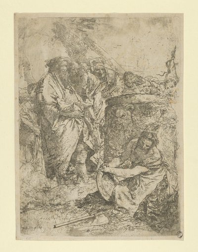 Woman Kneeling in Front of Magicians and Other Figures, from the Scherzi by Giovanni Battista Tiepolo