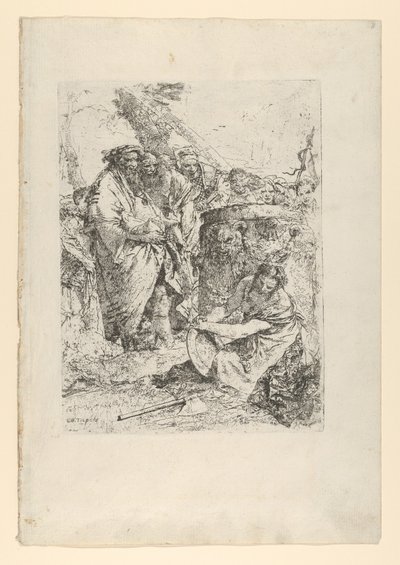 Woman Kneeling in Front of Magicians and Other Figures, from the Scherzi by Giovanni Battista Tiepolo
