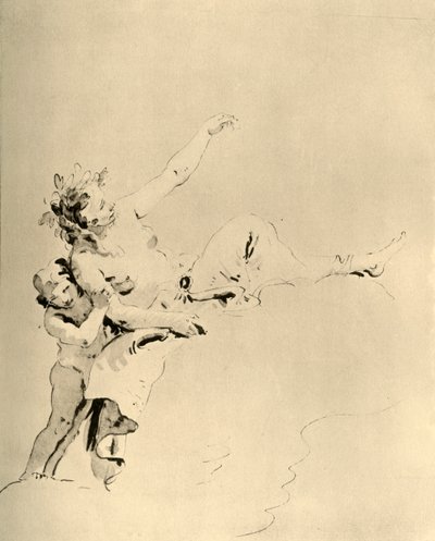 Woman Resting on Clouds and Supported by a Cupid by Giovanni Battista Tiepolo