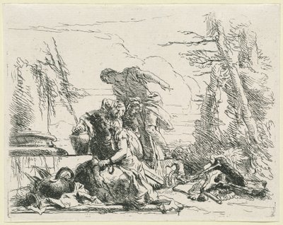 Women and Men Regarding a Burning Pyre of Bones by Giovanni Battista Tiepolo