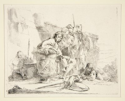 Young Man Seated and Leaning on an Urn, from the series Vari Capricci by Giovanni Battista Tiepolo