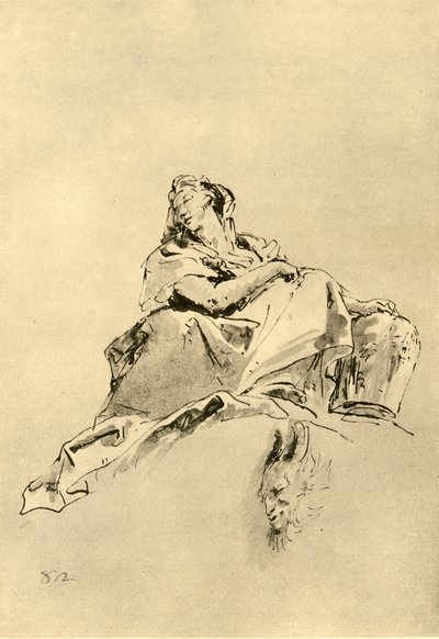Young Woman sitting, holding a Jug by her side, mid 18th century, 1928 by Giovanni Battista Tiepolo