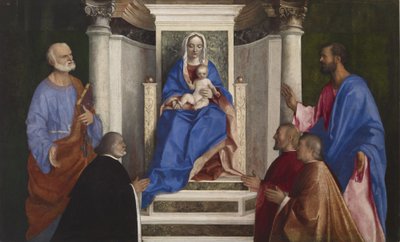 Madonna and Child with Saints Peter and Mark and Three Venetian Procurators, 1510 by Giovanni Bellini