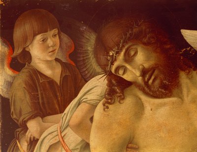 Pieta or Dead Christ Supported by Angels (detail) by Giovanni Bellini