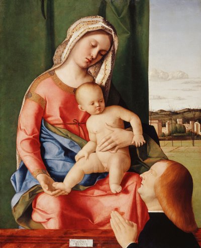 The Madonna and Child with a Male Donor, a Landscape Beyond by Giovanni Bellini
