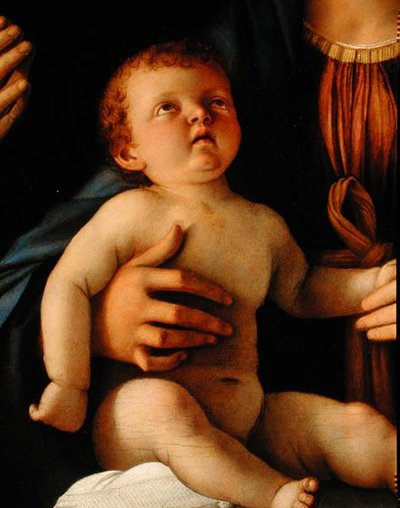 Virgin and Child with St. Catherine and Mary Magdalene (detail) by Giovanni Bellini