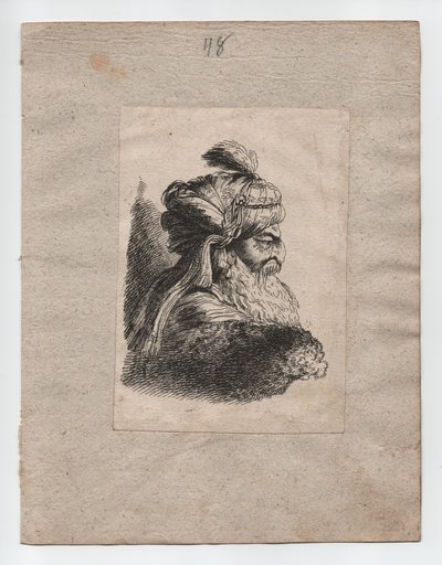 Turkish Head with Turban by Giovanni Benedetto (1609 64) (after) Castiglione
