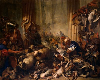 Christ driving traders from Temple by Giovanni Benedetto Castiglione