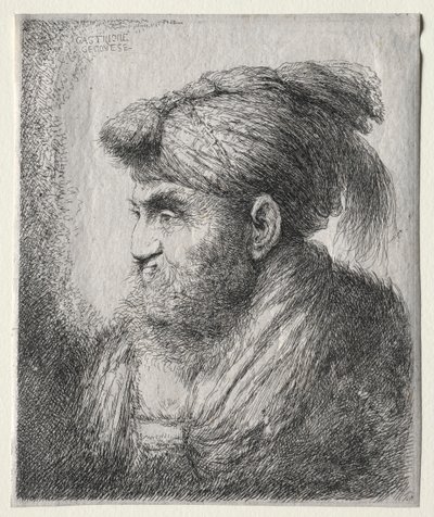Head of a Man in Oriental Turban by Giovanni Benedetto Castiglione
