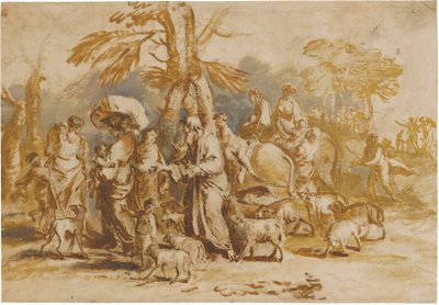 Shepherd Family on the Journey (Journey of Jacob) by Giovanni Benedetto Castiglione