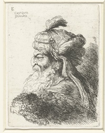Head of an Old Man with Turban by Giovanni Benedetto Castiglione