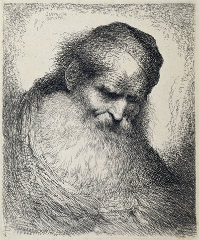 Head of a Sleeping Old Man (Large Study of Heads with Eastern Headdresses) by Giovanni Benedetto Castiglione