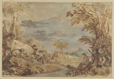 Landscape with Moving Herds by Giovanni Benedetto Castiglione