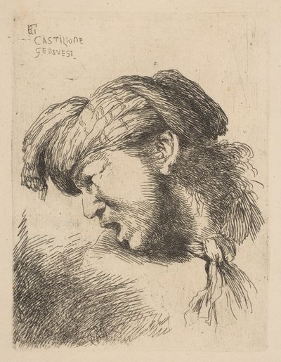Man Wearing a Turban, a Tie Fastened Around His Neck by Giovanni Benedetto Castiglione