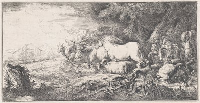 Noah and the animals entering the ark, ca. 1650-55 by Giovanni Benedetto Castiglione