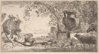 Pan Reclining before a Large Vase by Giovanni Benedetto Castiglione