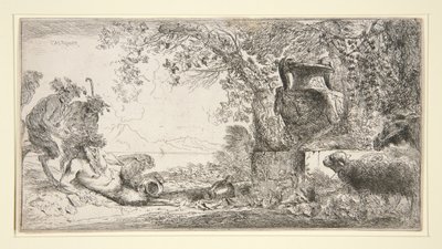 Pan Seated Opposite a Vase by Giovanni Benedetto Castiglione
